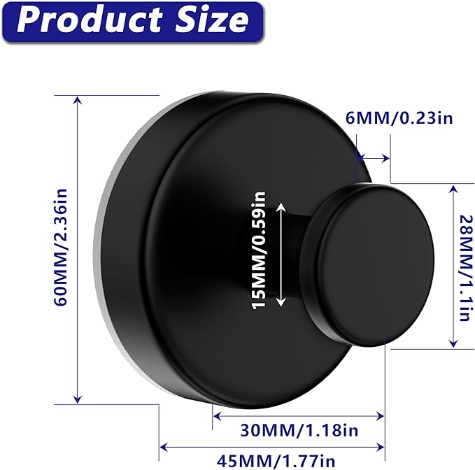 Suction Cup Hooks for Shower,Removable No Drill Towel Hooks,Upgraded 15 lbs Strong Suction hooks for Bathroom Tile,Shower Wall,Glass Door,Kitchen-Loofah,Coat,Stainless Waterproof-Matte Black 2 Pcs