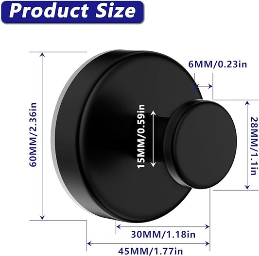 Suction Cup Hooks for Shower,Removable No Drill Towel Hooks,Upgraded 15 lbs Strong Suction hooks for Bathroom Tile,Shower Wall,Glass Door,Kitchen-Loofah,Coat,Stainless Waterproof-Matte Black 2 Pcs