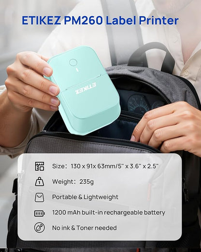 PM260 Label Maker Machine with Tape, 2 Inch Label Maker Bluetooth Label Printer, Inkless Portable Labeler for Home, Kitchen, School, Office Organization, Green