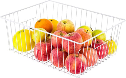 Freezer Organizer Bins, Upright Freezer Baskets for 16, 17, 21 cu.ft Standup Freezer, Wire Storage Baskets with Built-in Handles, 6Pcs, White