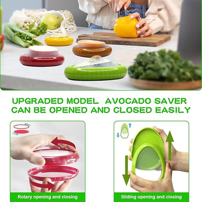 AWLGAK Avocado Saver and Onion Holder -Set of 4 Reusable Fruit and Veggie Savers for Fridge - BPA-Free, Prevent Flavor Mixing, Keep Fresh (Green, Brown, Red And Yellow)
