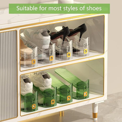 6Pack Shoe Slot Organizers Clear Shoe Stacker Organizer for Closet Shoe Holder Space Saver Rack Storage for Closet (Clear, 6Pack)