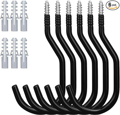 HORUSDY 6 Pack Heavy Duty Bike Hooks - 7.5 inches, 100LBS Capacity for Garage Wall and Ceiling