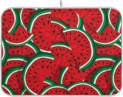 ZzWwR Summer Fresh Cut Watermelon Absorbent Dish Drying Mat Microfiber Kitchen Decor Countertop Table Protector Multi-Purpose Counter Rack Sink Drainer Pad（16 x 18 Inches)