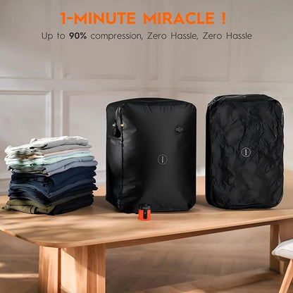YOYOVAC Vacuum Suitcases Compression Bags with Wireless Pump & iOS Tracker– Vacuum Bags for Travel Luggage, No Checked Baggage, Triple Your Luggage Space, IP68, Reusable, Fits 20/24/28 Inch Suitcase