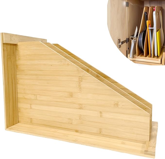 Wooden Tray Dividers for Kitchen Cabinet, 15.5" H x12" W x22.5" D, Cabinet Tray Dividers, for Cookie Sheets, Cutting Board, Baking Trays, Racks Lids, Pans, for Organizing Cabinets, 5 Years Warranty