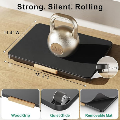 GSlife Heavy Duty Metal Appliance Slider Tray for Stand Mixer, Espresso Machine, Coffee Maker, Air Fryer, Instant Pot, with Removable Absorbent Mat, Horizontal or Vertical Setup, 15.3"x11.4", Black