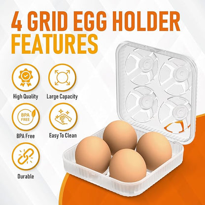 ZPU Egg Holder Camping, 2Pcs 4 Grid Egg Container, Plastic Egg Carrier for Camping Picnic Travel Outdoor Refrigerator Kitchen, Protective Egg Storage Case, Grey Purple