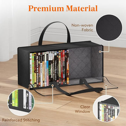 Lifewit DVD Storage Bags 6 Pack, Clear PVC Plastic DVD Organizer with Handles and Zipper, Media Holder for Blu Ray Disc, Movie Cases, VHS Box, Video Game Disks, Albums, Holds 240 Pcs DVDs (40 Each)