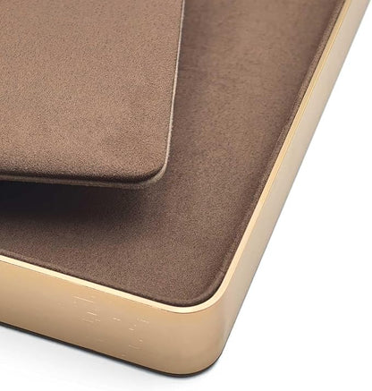 Metal Jewelry Tray, Valet Tray, Bedside Table and Desktop Organizer. It is Stackable and can be Used to Display Watches, Rings, Earrings and Bracelets（Brown）