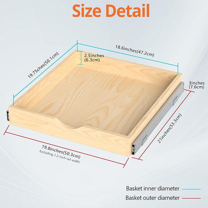 ZOINLIY Wooden Pull Out Cabinet Organizer, Slide Out Drawer for Kitchen Organizers and Storage, Soft Close, Heavy Duty, Fully Expandable