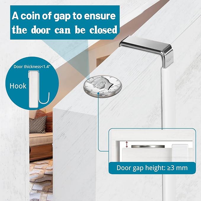 Lukcase Over The Door Hooks, 4 Pack Steel Door Hangers Hook w/Rubber Coating, Fit 0.7''-1.4'' Door Width, Organizer for Living Room, Bedroom, Bathroom, Kitchen Hanging Clothes, Towels, Hat, Bag