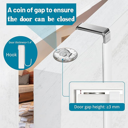 Lukcase Over The Door Hooks, 4 Pack Steel Door Hangers Hook w/Rubber Coating, Fit 0.7''-1.4'' Door Width, Organizer for Living Room, Bedroom, Bathroom, Kitchen Hanging Clothes, Towels, Hat, Bag