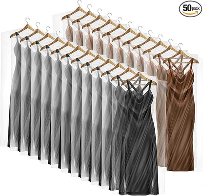 AVLA 50 Pack 71 Inch Clear Garment Bag, Extra Long Plastic Dry Cleaning Bag, Dry Cleaner Hanging Clothes Cover, Dust-proof Transparent Dress Protector Bag for Coat Suit Closet Storage Home Laundry