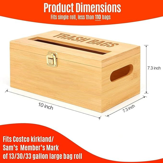 Extra Large Trash Bag Organizer, Garbage Bag Roll Holder Under Sink, Bamboo Wall Mounted Kitchen Trash Bag Holder, Bamboo Wood Garbage Bag Dispenser