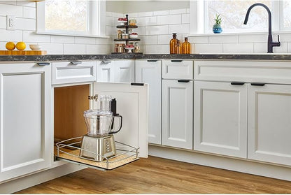 Rev-A-Shelf Pull Out Kitchen Cabinet Storage Organizer with Solid Bottom and Undermount Soft-Close Full Extension Slides, 54BK-15SC-1