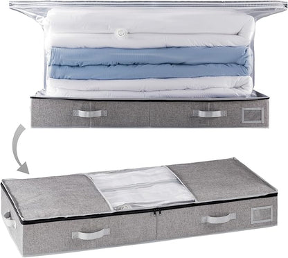 TAILI Under Bed Vacuum Storage Bags for Comforters and Blankets, Large Capacity Foldable Under Bed Storage Box for Quilts Pillow Blankets Linen, 41" x 17.7" x 6", Jumbo Vacuum Seal, Save 80% Space