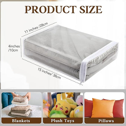 Riakrum 30 Packs Clear Zippered Storage Bags, 15x11x4 inches, Vinyl Plastic Sweater Sheet Organizers Storage Bags, PVC, for Clothes, Sheet, Blankets, Fabrics Organizers(White)
