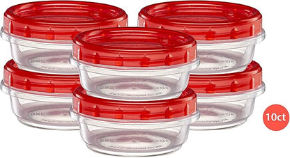 ELEGANT DISPOSABLES (8 Ounce 10 Pack) Twist cap Containers Clear Bottom With Red Top Screw on Lids Twist Top Food Storage Freezer Containers