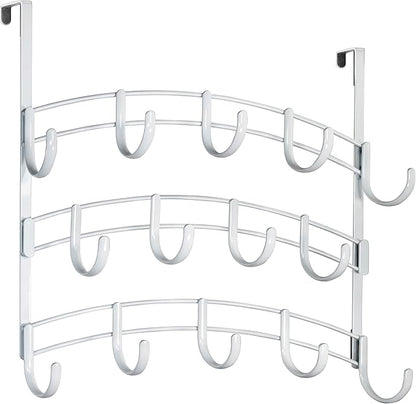 LYNK Professional® Home™ Over Door Hooks Rack - 14 Hook Over Door Hanger - Over Door Towel Rack - Hanging Towels or Clothes - Bathroom, Bedroom or Laundry Room - Lifetime Ltd. Warranty - White