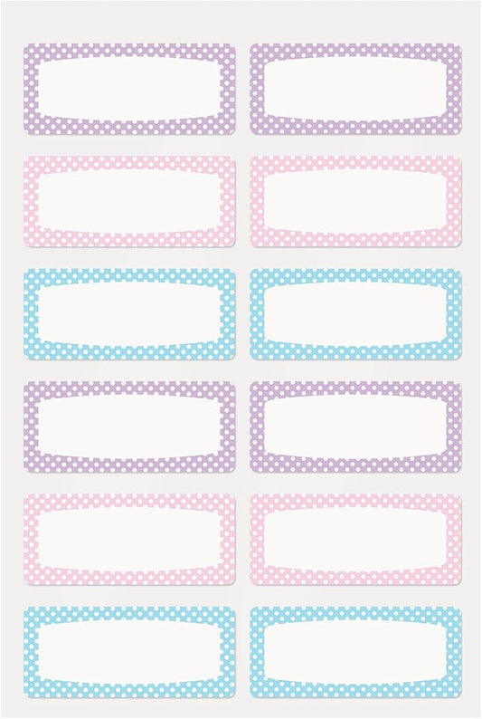 Avery No-Iron Fabric Name Labels, Soft Pastels Preprinted Designs, Handwrite Only, 24 Preprinted Labels (40775)