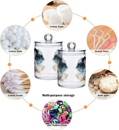 MNSRUU 2 Pack Qtip Holder Organizer Dispenser Animal Rabbit Pink Bathroom Storage Canister Cotton Ball Holder Bathroom Containers for Cotton Swabs/Pads/Floss