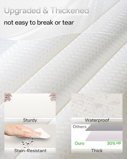 Shelf and Drawer Liner for Kitchen Cabinet, Non-Adhesive 24in x 360in Waterproof Contact Paper Refrigerator Liners Thickened Durable EVA Material Non Slip Mat for Dresser Cupboard Pantry Protector