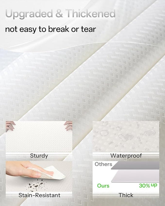 Shelf and Drawer Liner for Kitchen Cabinet, Non-Adhesive 24in x 120in Waterproof Contact Paper Refrigerator Liners Thickened Durable EVA Material Non Slip Mat for Dresser Cupboard Pantry Protector