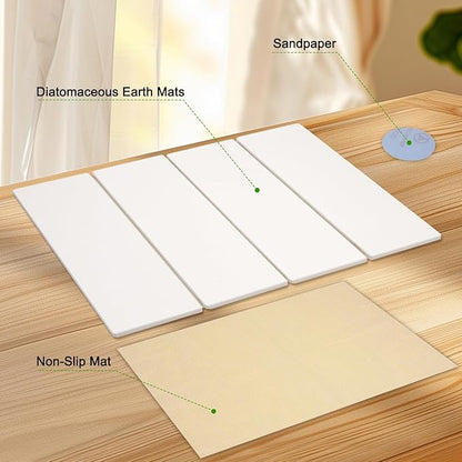 Large Dish Drying Mat for Kitchen Counter,24"×16"Fast Dry Pad Absorbent Countertop Mat, Heat-resistant Mat,Diatomaceous Earth Mats,White