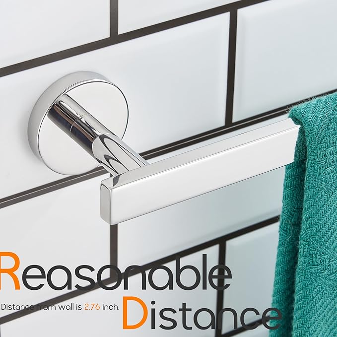 16 Inch Bathroom Towel Bar Bath Towel Rack Kitchen Towel Holder Towel Hanger Wall Mounted SUS304 Stainless Steel Polished Chrome AN4001CH-L16