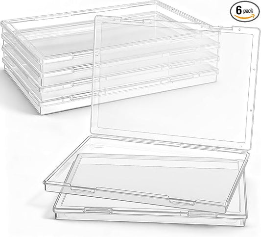Jetec 6 Pieces Mini Plastic Clear Beads Storage Containers Box for Collecting Small Items, Beads, Jewelry, Business Cards, Game Pieces, Crafts (12.0 x 8.8 x 0.9 Inch)