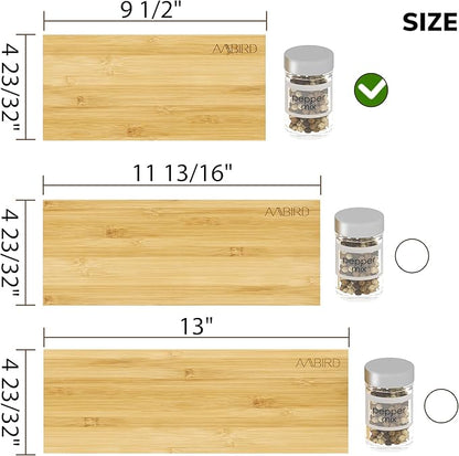 AMBIRD Bamboo Spice Drawer Organizer with Non-slip Mat,4 Tier Jar Spice Rack Tray 9.5'',Seasoning Organizer for Kitchen,Cabinet,Drawers,Countertop