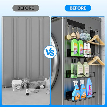 DmGoJZkV 5PCS Washing Machine Storage Rack with Hooks and Hangers, Refrigerator, Washing Machine, Microwave, and Barbecue Grill Warehouse Storage Rack
