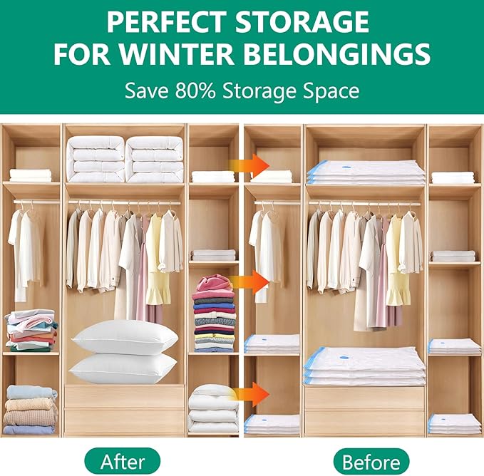 Morecoo Vacuum Storage Bags with Electric Pump & New Air Valve, 10 Pack Space Saver Bags (5 Jumbo/5 Large) for Clothes, Comforters, Blankets - Press & Pump Compression Bags for Travel Essentials