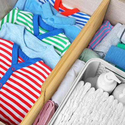 4 Pcs 6 Inch High Drawer Dividers 15"-22" Adjustable Bamboo Drawer Dividers Deep Expandable Dresser Organizer with Spring Loaded for Clothes Bedroom Bathroom Kitchen Fridge Office
