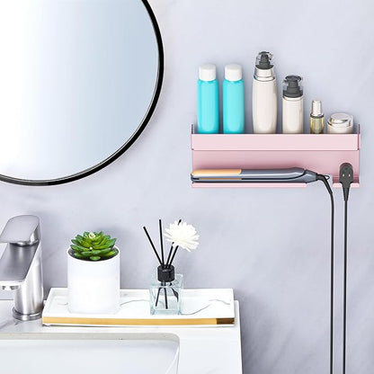 Storage Hair Dryer Holder for Curling Iron Accessories, Hair Tool Organizer Wall Mount, Curling Iron Holder, Bathroom Hair Straightener Holder Stand for Styler Attachments Organizer, Rose Gold