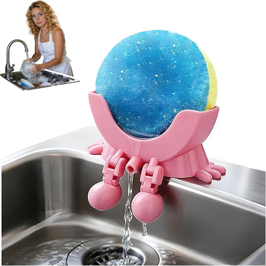YHWABOICE Peeing Scrub Sponge Holder - Funny Sink Sponge Sponges Holder for Kitchen & Bathroom, Auto Draining Organizer, Kitchen Sink Drainer Rack (Pink)