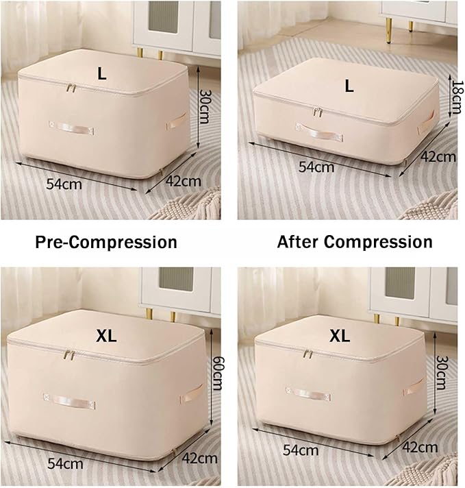 2PCS Ultra Space Saving Self Compression Organizer,Dustproof And Moisture-Proof Compression Storage Bag For King/Queen Comforters, Pillows, Bedding/Quilt, Blanket, Duvet (Gray, X-Large)