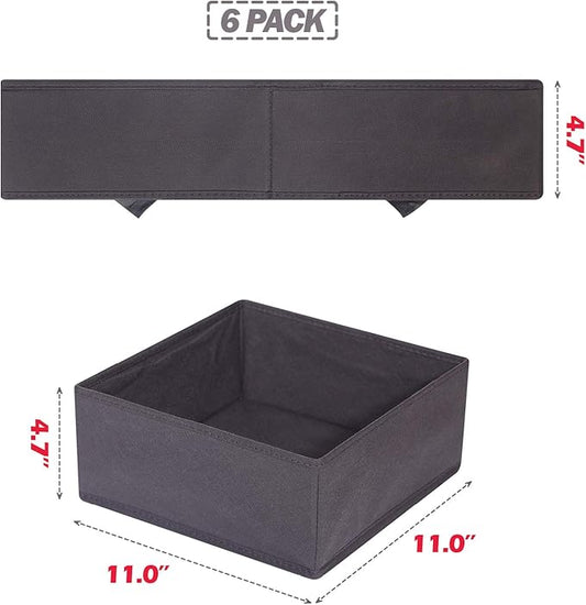 DIOMMELL 6 Pack Foldable Cloth Storage Box Closet Dresser Drawer Organizer Divider Fabric Baskets Bins Containers for Clothes Underwear Bras Socks Lingerie Clothing, Dark Grey 600