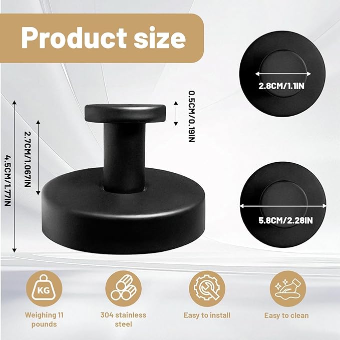 Zloeoa 4Pcs Suction Cup Hooks, Wreath Hangers for Front Door, Strong Hold No Drill Hangers for Bathroom, Kitchen, Glass, Tile, Perfect for Wreaths (Black)