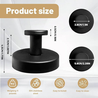 Zloeoa 4Pcs Suction Cup Hooks, Wreath Hangers for Front Door, Strong Hold No Drill Hangers for Bathroom, Kitchen, Glass, Tile, Perfect for Wreaths (Black)