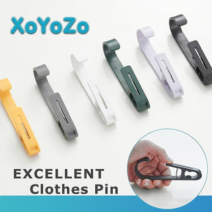 XoYoZo Laundry Hooks with Clips Hanger Closet Organizer Clamps Socks Boot Bras Towels for Bathroom Wardrobe Kitchen Office 4Pcs (Grey)