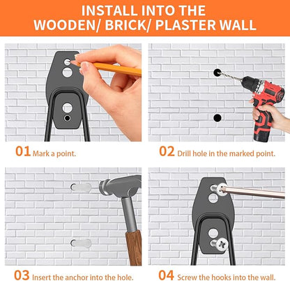 ENUODA Large Garage Hooks Heavy Duty - Wall Mount Garage Storage Hooks for Hanging Ladder, Garden Tool, Power Tool, Drill, Bike, Extension Cord, Hose, Chair, Bulk Items, 7.5 inch, 6 PCS
