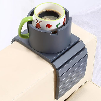 SINWANT Couch Cup Holder, 2 in 1 Bamboo Couch Drink Holder,Foldable Anti-Slip Sofa Mug Holder for Coffee Mug,Bottles,Cans etc. on 5 Inch Square Soft Sofa Armrest