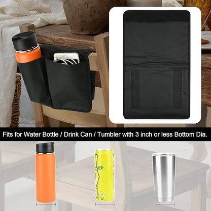 Cosmos Chair Armrest Side Organizer Bedside Caddy Organizer Wheelchair Side Storage Bag Bedside Remote Holder Water Bottle Cell Phone Holder for Couch Recliner Sofa Wheelchair, 10 inches Wide