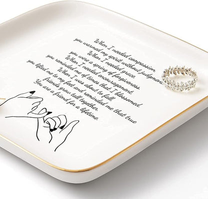 PUDDING CABIN Friend Birthday Gifts for Women Ring Trinket Dish You are Friends for a Lifetime Inspirational Friendship Gifts for Women Sister Her BFF Bestie Coworkers Female