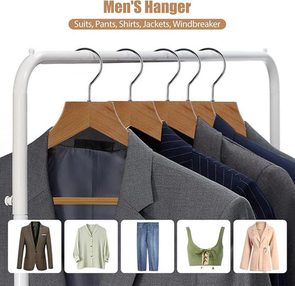 20-Pack Schima superba Hangers, Wooden Hanger, Heavy-Duty Wooden Hanger with Precisely Cut Grooves, Hangers for Shirts, Suits, Dresses