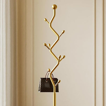 Gold coat rack,Coat Tree Freestanding heavy duty with 8 Hooks and Sturdy Metal Base for Coat Hats Purses,Tree-shaped Coat Stand for Entryway,Bedroom