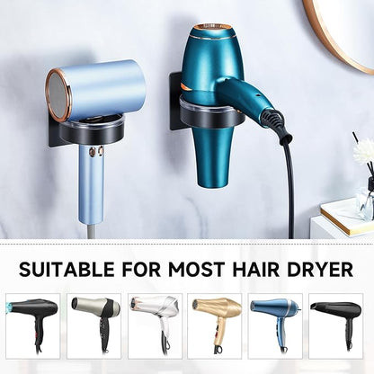Oukimly Hair Dryer Holder Wall Mounted, Blow Dryer Holder, Hair Tool Organizer for Hair Dryer Storage Hanger, Adhesive Hairdryer Holder for Bathroom Barber Shop (Black)