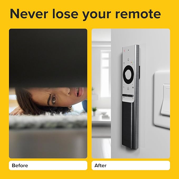 Magnetic Remote Control Holder - 2 Pcs Black Set for TV, Fan, and Air Conditioner Remotes - Wall Mount with Self-Adhesive Back for Easy Installation and with our Powerful and Sleek Magnetic Holders